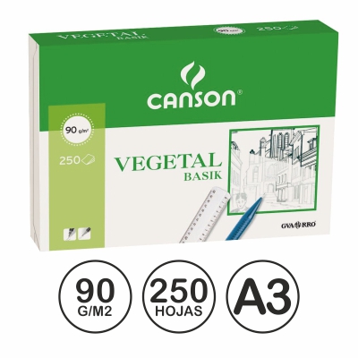 paquete 250 hojas a3 vegetal 90/95g