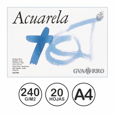 paquete 20 hojas acuarela a4 240g guarro