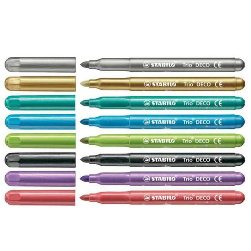 caja 8 rotuladores metalicos trio deco