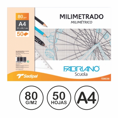 paquete 50 hojas milimetrado a4 sepia