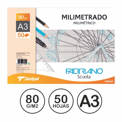 paquete 50 hojas milimetrado a3 sepia