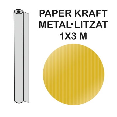 rollo papel kraft 1x3m oro