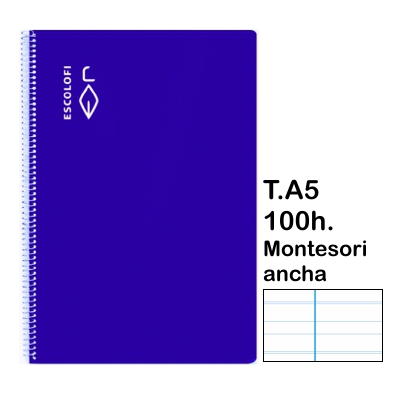 libreta t.4 montesori 5 100h azul