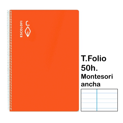 libreta t.folio montesori 5 50h naranja