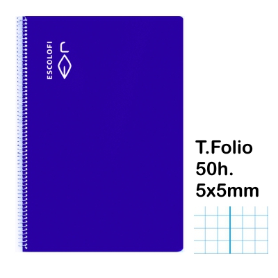 libreta t.folio 5x5 c/margen 50h. azul