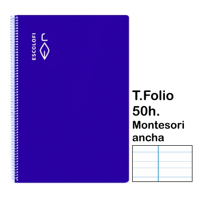 libreta t.folio montesori 5 50h azul
