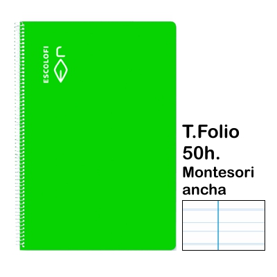 libreta t.folio montesori 5 50h verde