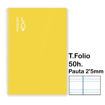 libreta t.folio pauta 2'5mm 50h.amarillo