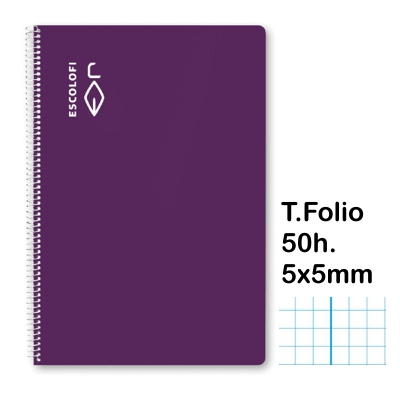 libreta t.folio 5x5 c/margen 50h. lila