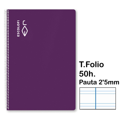 libreta t.folio pauta 2'5mm 50h. lila