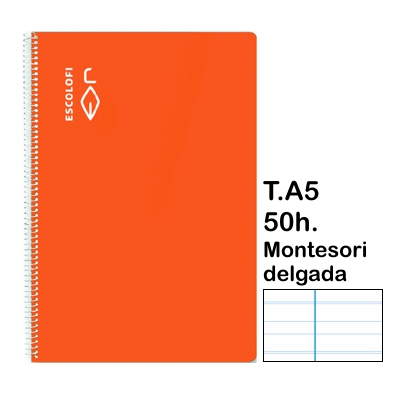 libreta t.4 montesori 3.5 mm 50f naranja