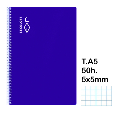 libreta t.4 cuad. 5x5mm c/m 50h. azul