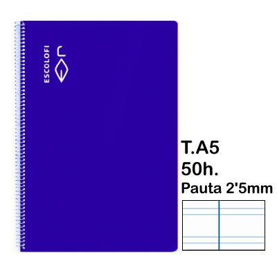 libreta t.4 pauta 2\'5mm 50 ho.tapa azul