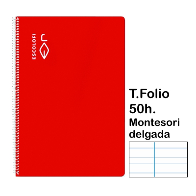 libreta t.4 montesori 3.5 mm 50h rojo