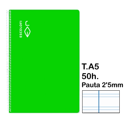 libreta t.4 pauta 2\'5mm 50 ho.tapa verde