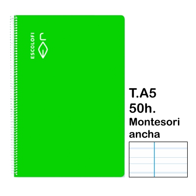 libreta t.4 montesori 5 c/mg 50h verde