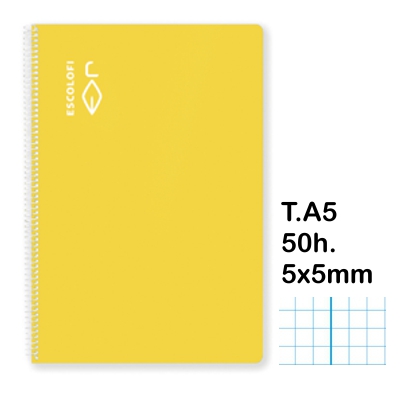 libreta t.4 cuad. 5x5mm c/m 50h. amarill