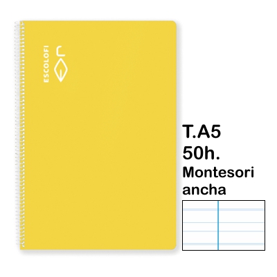 libreta t.4 montesori 5 c/m 50h amarilla