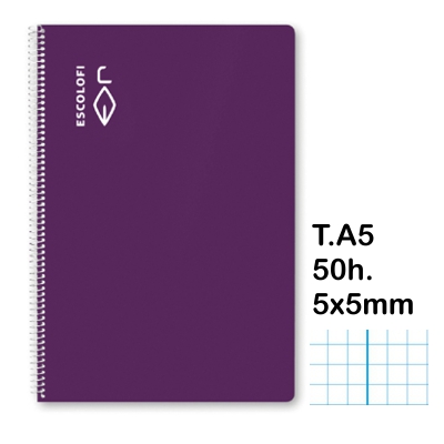 libreta t.4 cuad. 5x5mm c/m 50h. lila
