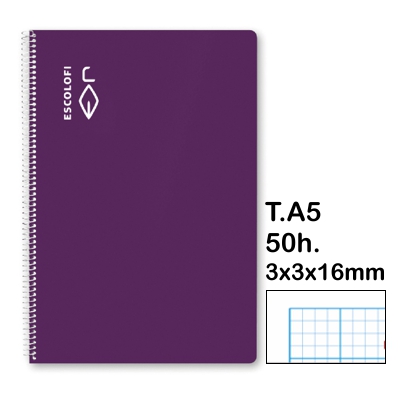 libreta t.4 3x3x16mm 50 hojas tapa lila