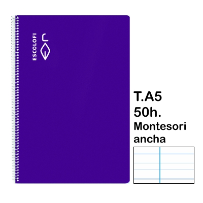 libreta t.4 montesori 5 c/mg 50h lila
