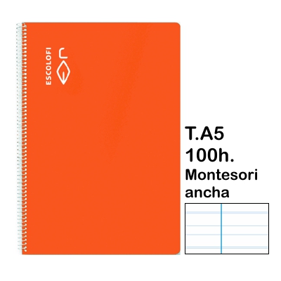 libreta t.4 montesori 5 100h naranja