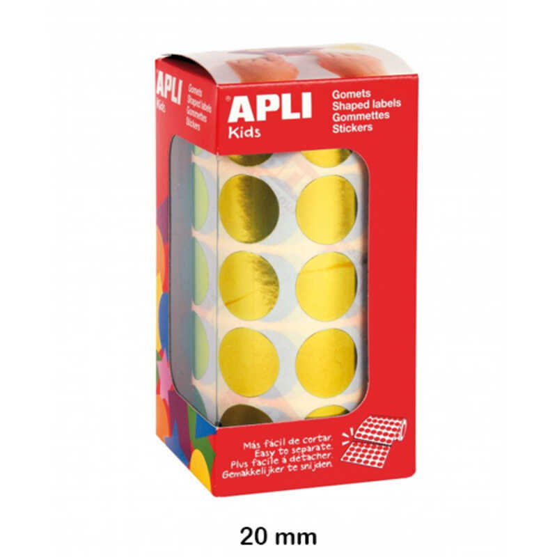 rollo gomets redondo metalizado amarillo