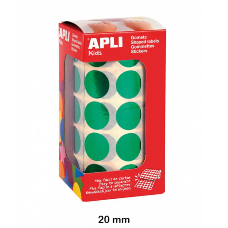 rollo gomets redondos metalizado verde