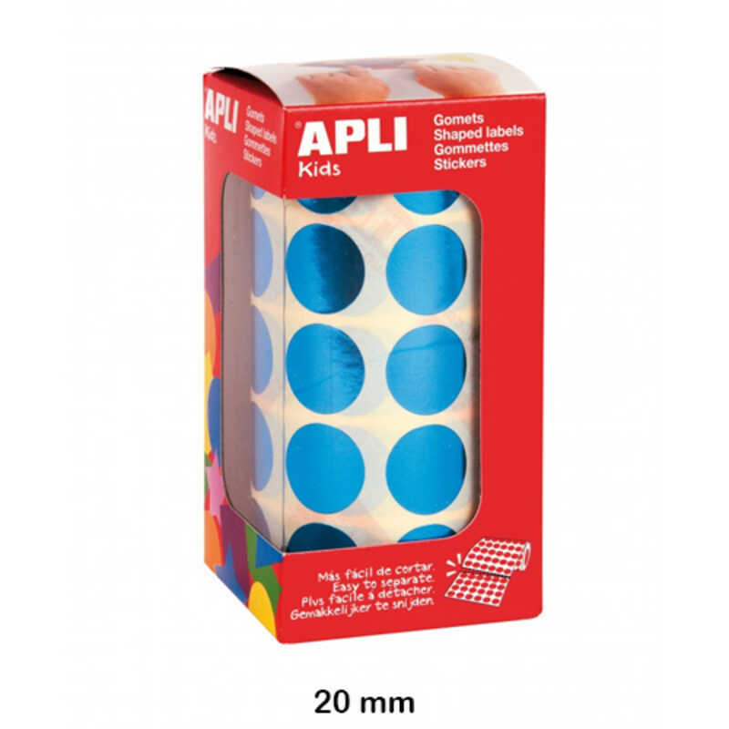 rollo gomets redondos metalizado azul