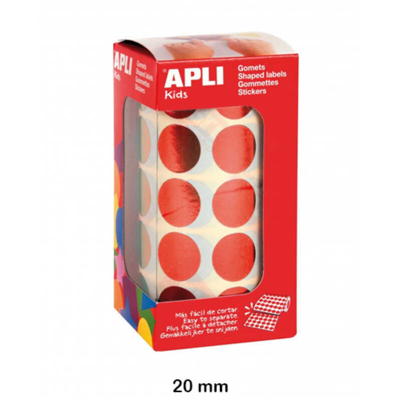 rollo gomets redondo metalizado rojo