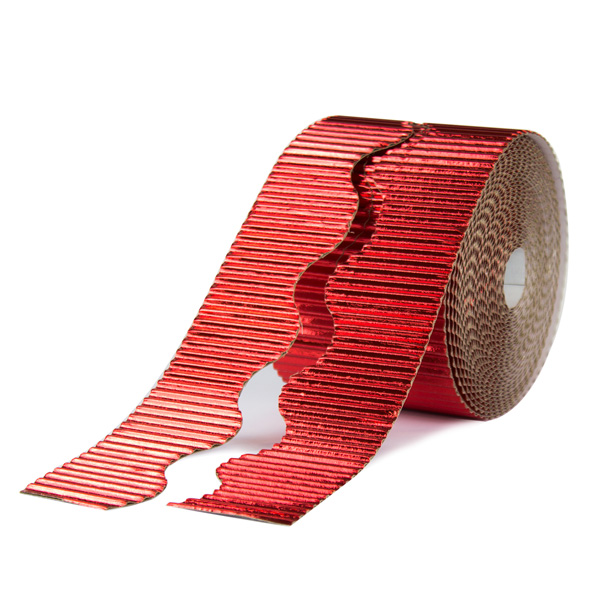 rollo carton ondulado cenefa rojo metal