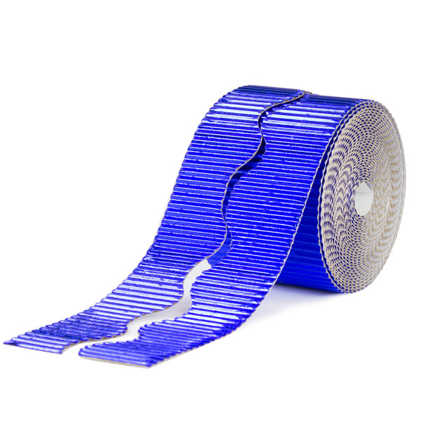 rollo carton ondulado cenefa azul metal