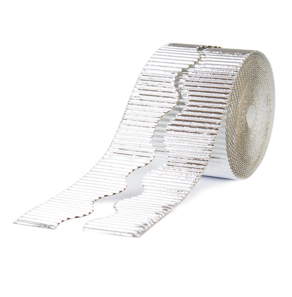 rollo carton ondulado cenefa plata metal