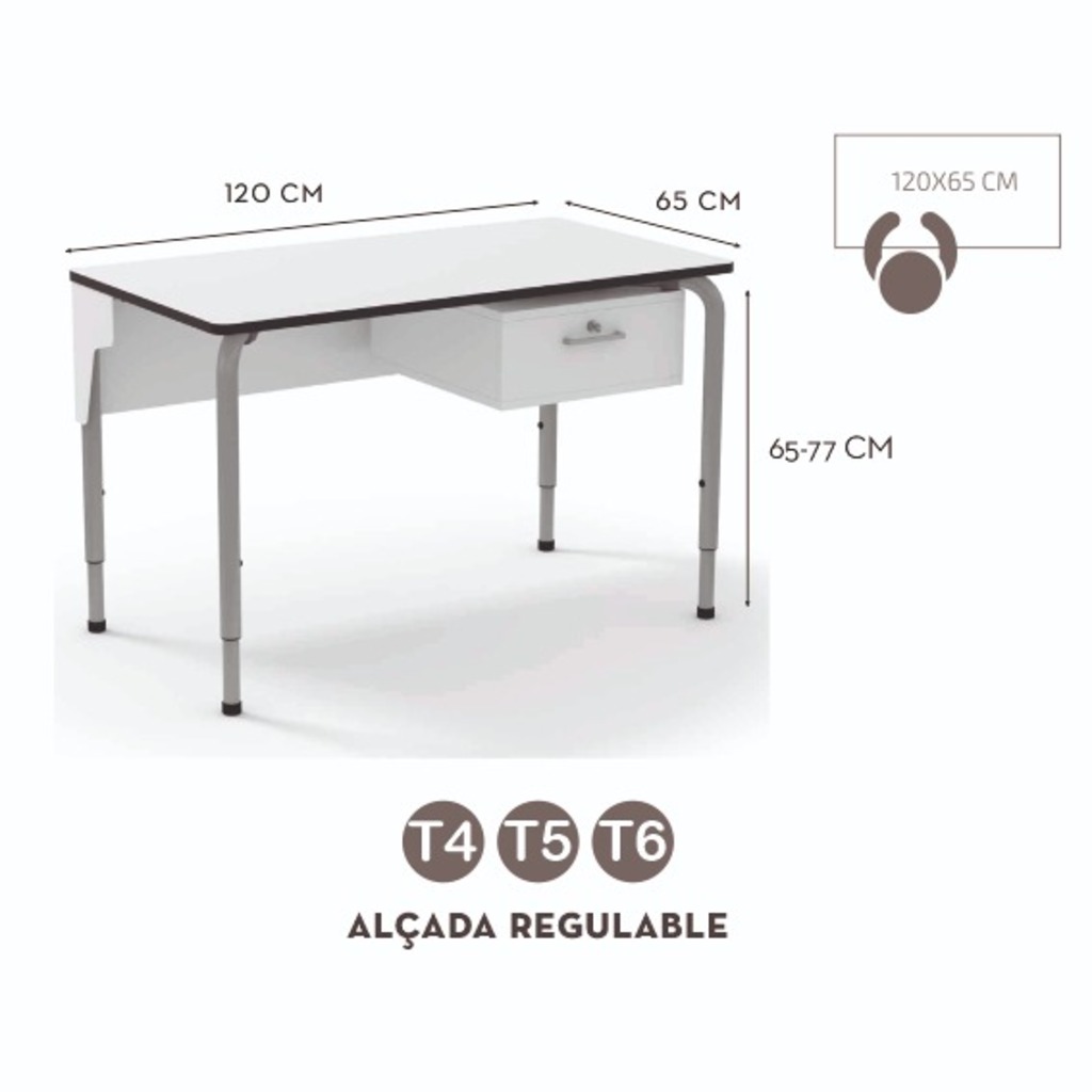 mesa rectangle teacher 120x65cm regulabl