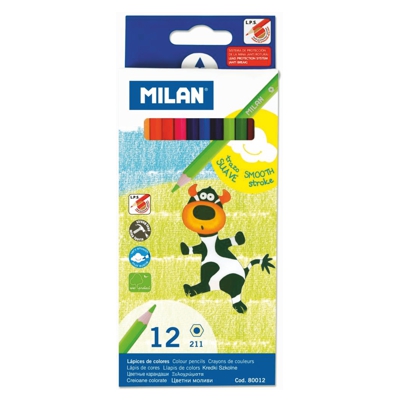 caja 12 lapices colores triangular milan