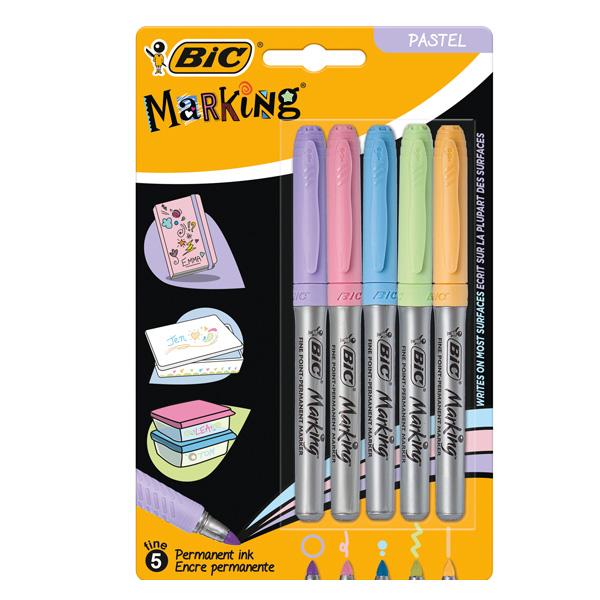 blister 5 retoladors permanents pastel