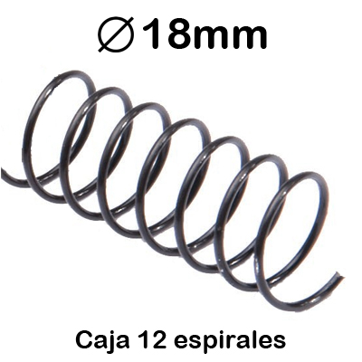 caja 12 espirales 5:1 18mm. negros metal