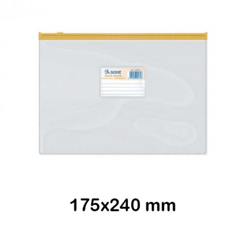 bolsa c/cremallera 17'5x24cm pvc tran/am