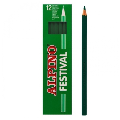 caixa 12 llapis verd fort alpino festiva