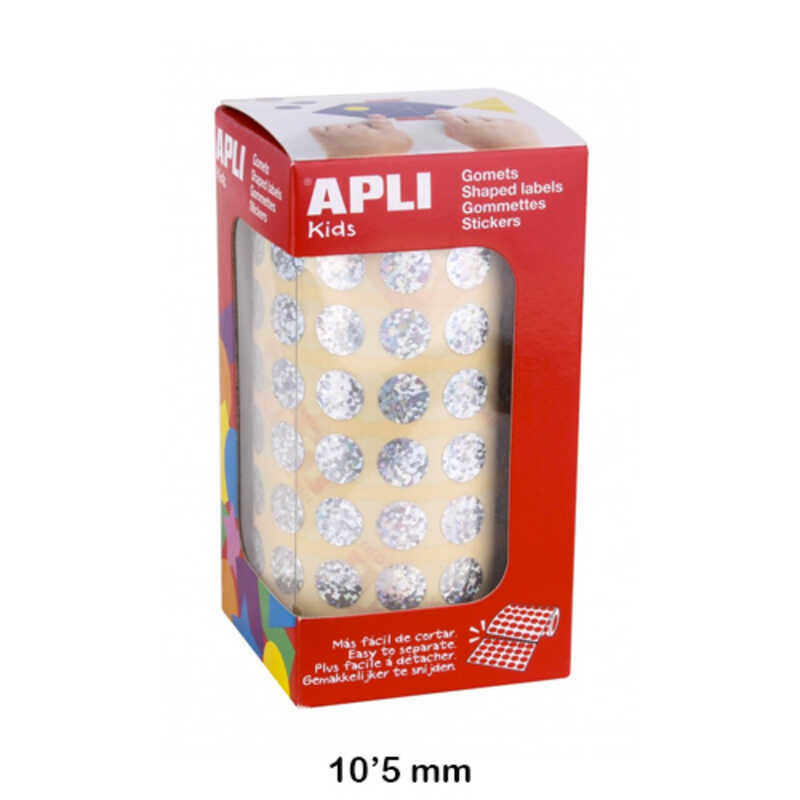 rollo gomets redondo 10.5mm holografico