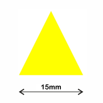 rollo gomets triangulo 15mm amarillo