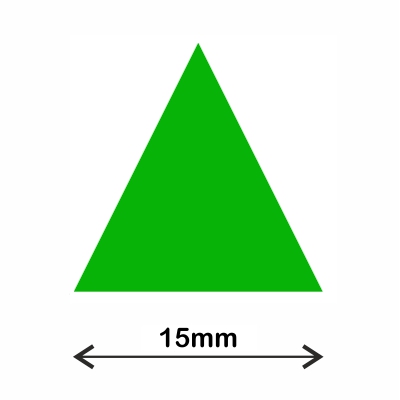 rollo gomets triangulo 15mm verde