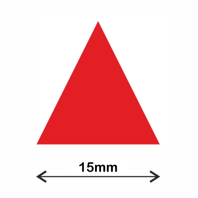 rollo gomets triangulo 15mm rojo