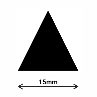 rollo gomets triangulo 15mm negro