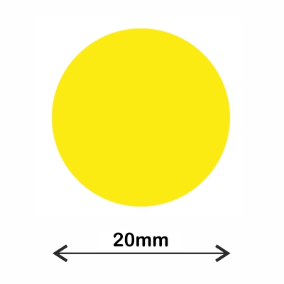 rollo gomet circulo 20mm amarillo fluor.