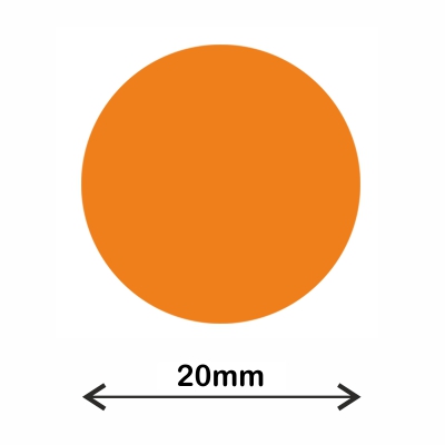 rollo gomet circulo 20mm naranja fluor.