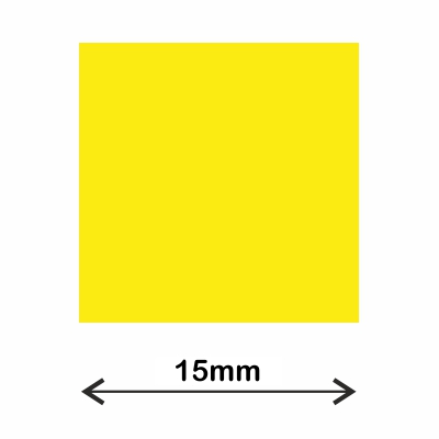 rollo gomets cuadrado 15mm amarillo