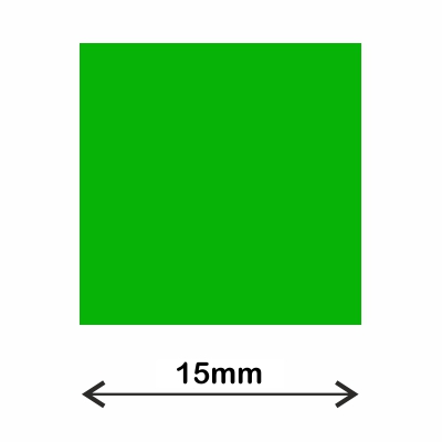 rollo gomets cuadrado 15mm verde