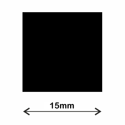 rollo gomets cuadrados 15mm negro