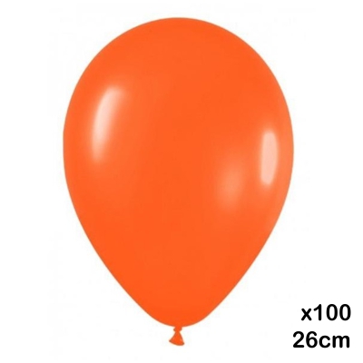 paquete 100 globos 26cm. naranja